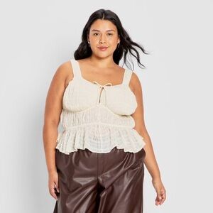 NWT Women's Future Collective Gathered Cream Sleeveless Corset Top